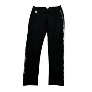 LISETTE Black Embellished Silver Sides Straight Leg Pull On Pants Women's Size 6